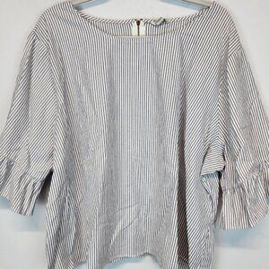 Cato Blue and White Ticking Stripe Blouse 22/24W